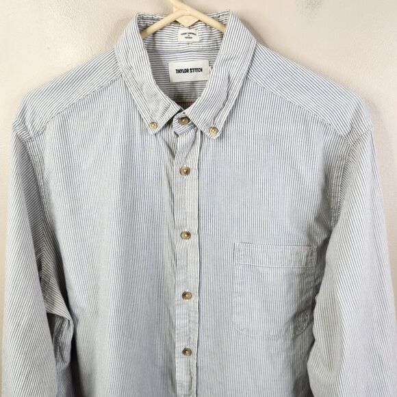 Taylor Stitch Long Sleeve Handmade Striped Single Pocket Button Down Shirt 44 - Picture 3 of 6